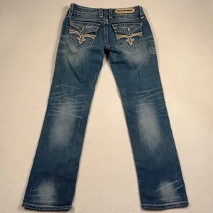 Rock Revival Noelle Capri Jeans Women 28 Blue Medium Wash Embellished Buckle Y2K thumbnail 5