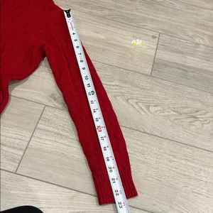 Lauren Ralph Lauren Sweater Womens S Red Cable Full Zip Brass Buckles Pockets thumbnail 10