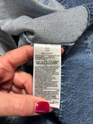 GAP Denim Maxi Dress XXS Front Zip Smocked Back Medium Wash thumbnail 5