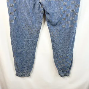 Johnny Was Biya Large Pants Blue Embroidered Chambray Lyocell Jogger Boho 1394 thumbnail 10