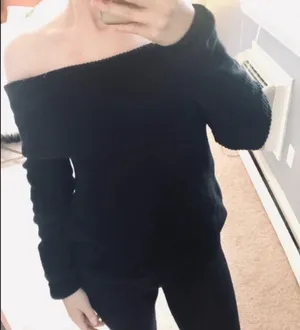Lovers + friends black off shoulder sweater thumbnail 2