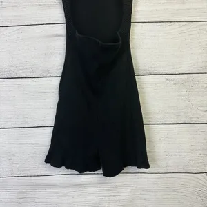ZARA Women's Ribbed Black Romper Shorts Playsuit Zip‎ Tank Open Back Size Medium thumbnail 6