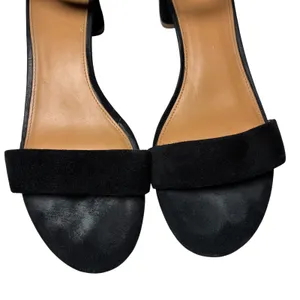 J.Crew Black Suede Leather Block Heel Ankle Strap Sandals Womens Size 9 thumbnail 3