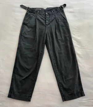 Anthropologie Slouched Trousers Gray Button Fly Pants Womens Size 26 Wide Leg thumbnail 1