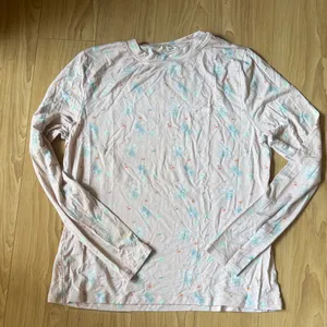 Djerf Avenue Pale Pink Long Sleeve Tee with Aqua Floral thumbnail 1