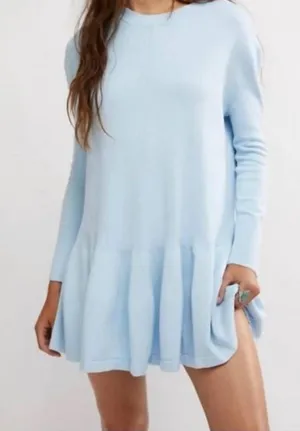 Free People Time On My Side Mini Dress in Ice Water sz XL EUC $148R thumbnail 1