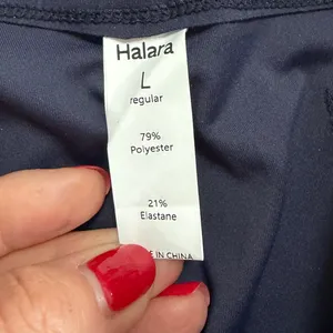 Halara Navy Blue High Waisted Flare Leg Pants Women Large Regular Stretch Pocket thumbnail 3