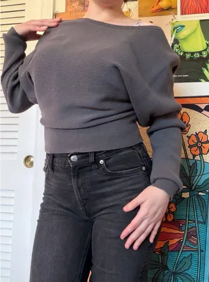 Express Cinched Waist Sweater Ribbed thumbnail 1