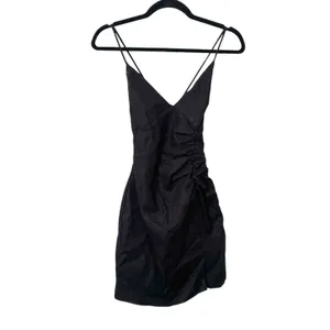 CALLIPYGIAN Linen Cinched Side Slit‎ Mini Dress Black Sz0 Size 0 thumbnail 2
