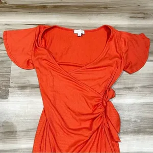 See You Monday Orange Wrap Dress Women’s Medium thumbnail 5