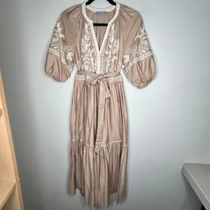 Antonio Melani Tan Embroidery Midi Dress Size 2 thumbnail 2