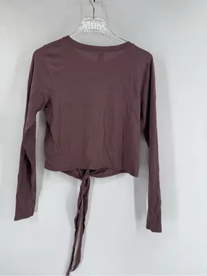 Lululemon Time‎ to Restore Long Sleeve Tie Cropped Top Antique Bark Purple thumbnail 3