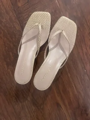 Madden girl woven tan thong kitten heel sandals  thumbnail 7