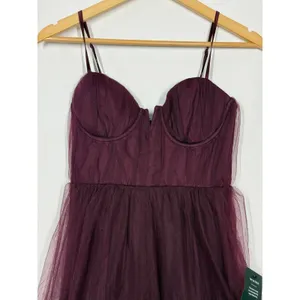 Lulus Unforgettable Poise Maxi Dress Women's XS Plum Purple Tulle Tiered NWT thumbnail 8