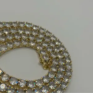 Moissanite Gold Tennis Chain Miami Iced Out Necklace VVS1 5mm 20 Inch Brand New thumbnail 4