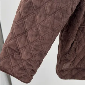 brown faux suede quilted barn jacket Lauren Ralph Lauren equestrian buttons XL thumbnail 7