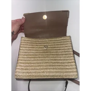 Dune London Embossed Snake‎ Print Designer Lux Crossbody Gold Straw Wicker Purse thumbnail 14