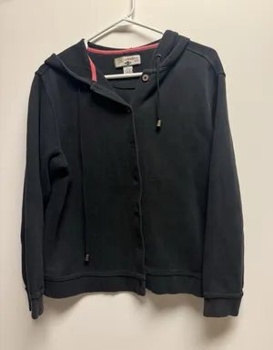 Caribbean Joe Women's Black With Wooden Buttons Hoodie Size Medium‎ thumbnail 1