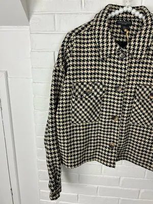 NWT Christian Siriano Houndstooth Knit Jacket Size L thumbnail 2