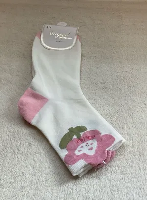 Cropped White & Pink Floral Crew Socks thumbnail 1