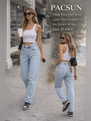 PacSun High Rise Dad Jeans Light Wash Straight Leg 90s Model Off Duty Siz 25 NWT thumbnail 2