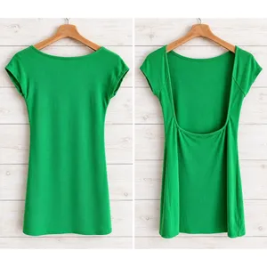 Free People Beach Green Short Sleeve Rosalia Mini Dress Low Back Medium NWT thumbnail 2