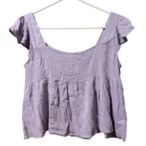 Anthropologie Sadie‎ & Sage Women Crop Top Flutter Sleeve Size Small Rayon Boho thumbnail 2