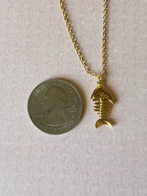 Handmade gold tone stainless steel fish necklace 🐟🌀 thumbnail 6