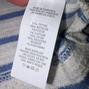 NEW With Tag Aerie Blue & White Stripe Terry Cloth Lace Up Pullover Sweatshirt thumbnail 9