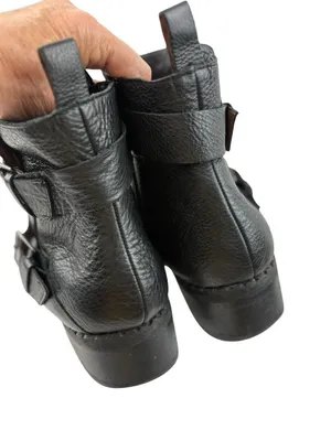 Gentle Souls Benton Moto Boots Womens Size 10 Black Pebbled Leather Combat Ankle thumbnail 8