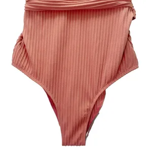 NWT Cupshe Textured Plunge One Piece Swimsuit Pink Size M Ribbed Bathing Suit thumbnail 8