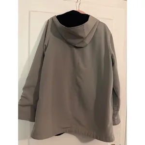 Fleet Street Reversible Hooded‎ Rain Jacket Womens Medium Black Grey Zip Up Coat thumbnail 7