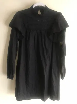 Wild Fable Black High Neck Poplin Victorian Puff Sleeve Dress thumbnail 1