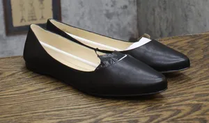 Nine West Womens Speakup Point Toe Flats Leather 25001239 Black Leather 11W thumbnail 1