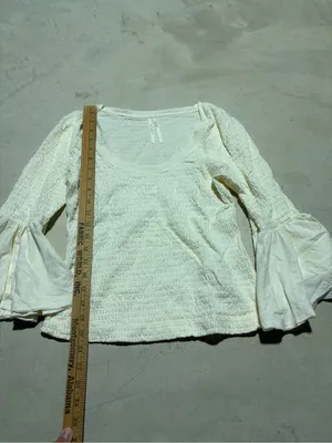 Anthropologie cream Bell Sleeve Scoop Neck Top small thumbnail 3