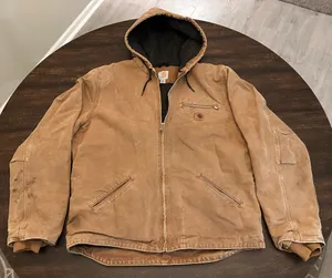 Carhartt J141-211 Washed Duck Sierra Sherpa Lined Jacket Sz Large L Tall Tan thumbnail 1