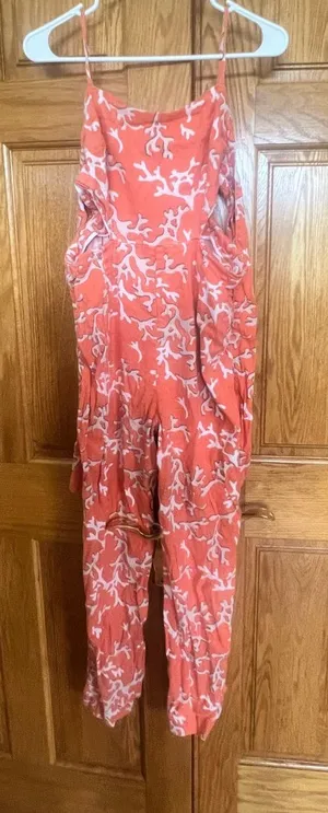 Maeve - Anthropologie - Coral-Print Spaghetti-Strap Jumpsuit thumbnail 1