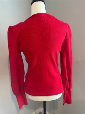 Lauren Ralph Lauren Red Off-the-Shoulder Ribbed Sweater thumbnail 4