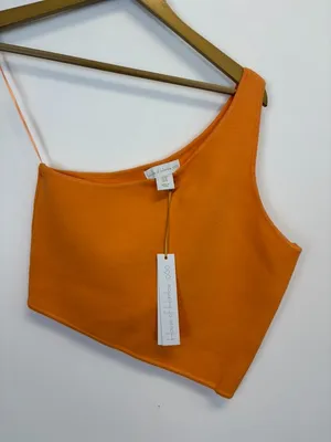 NWT House of Harlow Orange One Shoulder Crop Top thumbnail 4