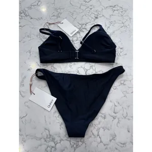 NWT Quince Black Italian V Neck Bikini Top & Low Rise Bottom Set Size XS thumbnail 2
