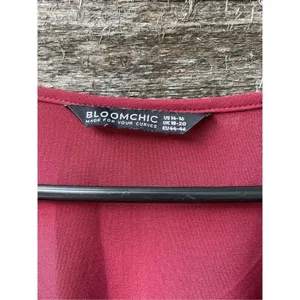 Bloomchic size 14-16 muted red smocked waist V-neck dress thumbnail 5