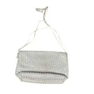 Vintage Woven Leather Crossbody Bag Ivory Cream Intrecciato Style 1980s 1990s thumbnail 6