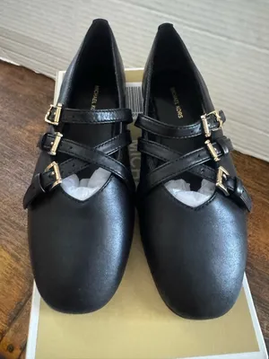 NEW Michael Kors Indy Flex Black Leather mary Jane buckle Ballet Flat shoes 5.5 thumbnail 4