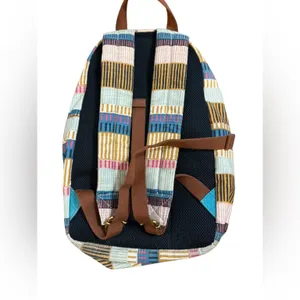 Fossil Multicolor Canvas Backpack Teal Blue Front Pocket Boho Retro‎ Style thumbnail 2
