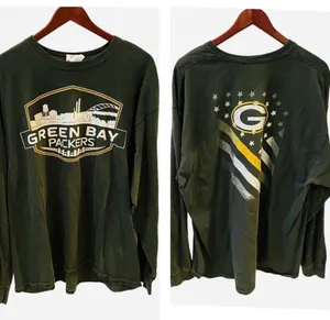 Gildan Green Bay Packers Cityscape Patriotic Flag Long Sleeve TShirt 2XL Football thumbnail 2