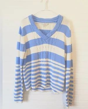 Vintage 90’s Y2K Tommy Hilfiger Striped Chunky Cable Knit Sweater thumbnail 1