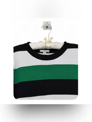 Eva Mendes New York & Co Women’s Short-sleeve Green Stripped Belted Knit Sweater thumbnail 10
