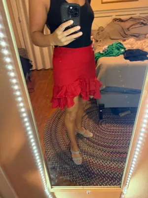 Lulus Frill it Up Red Tiered Ruffled Mini Skirt thumbnail 3