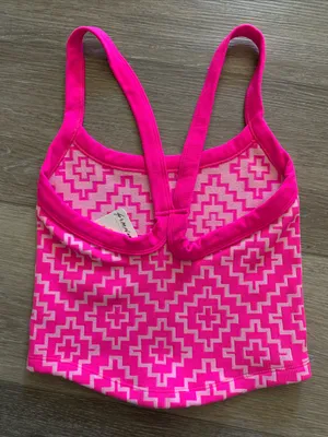 Free People Pink Geo Print Ribbed Crop Tank XL NWT thumbnail 6