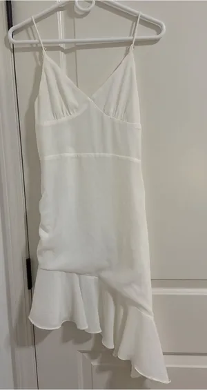 superdown Cream Asymmetrical Ruffle Slip Dress thumbnail 1
